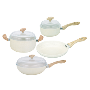 Batterie de cuisine de luxe de haute qualité 7 pièces en aluminium antiadhésif marbre <span class=keywords><strong>pierre</strong></span> enduit <span class=keywords><strong>casserole</strong></span> granit forgé casseroles et marmites - Product Image 1