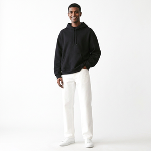 Sudadera con Capucha Personalizada de Alta Calidad, 100% Algodón, Estilo Urbano Negro Premium, Corte Vintage, Lavado Desgastado para Hombre - Product Image 1