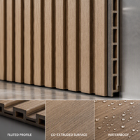 Panel Dinding Beralur WPC Tahan UV dan Tahan Api, Anti Air, Co-Extruded, Dekoratif untuk Interior & Eksterior Hotel