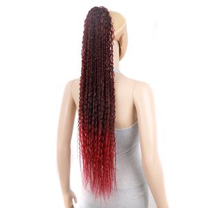 80cm <span class=keywords><strong>de</strong></span> long cheveux bouclés cordon <span class=keywords><strong>queue</strong></span> <span class=keywords><strong>de</strong></span> <span class=keywords><strong>cheval</strong></span> Extension brun Ombre synthétique <span class=keywords><strong>accessoire</strong></span> <span class=keywords><strong>de</strong></span> cheveux pour femmes - Product Image 2