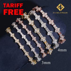 Ready to Ship Mini Cross Cluster Moissanite <b>Tennis</b> Bracelet <b>Necklace</b> 3mm 4mm Iced Out 925 <b>Silver</b> <b>Tennis</b> Bracelet Hip Hop Jewelry - Product Image 2