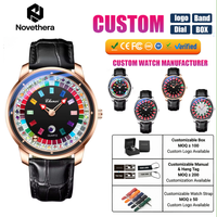 Montre à quartz pour homme 6363, cadran unique style roulette de casino, boîtier en alliage, bracelet en cuir véritable, montre-bracelet créative et tendance pour homme, idéale pour un cadeau