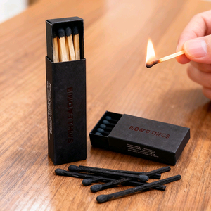 Factory Custom Black Cardboard Long Wooden Match Stick <strong>Matchbox</strong> Small Folding Match Packing Sliding Drawer <strong>Box</strong> with Your logo - Product Image 1
