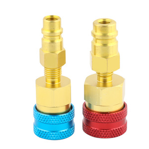 Connecteur rapide pour réfrigérant R1234yf, haute et basse pression, en métal, outil de charge pour climatisation automobile, ensemble bleu et rouge - Product Image 1