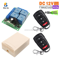 Control Remoto Inalámbrico de 4 Canales y 433MHz con 2 Transmisores, Alcance de 50m, Receptor de Relé de CC 12V 10A para Puerta Eléctrica de Garaje
