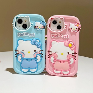 เคสโทรศัพท์ลายการ์ตูน 3 มิติ ซิลิโคน Hello Kitty น่ารัก กันกระแทก ป้องกันรอยนิ้วมือ สำหรับ 17 Pro Max ฝาหลังยางนิ่ม - Product Image 1