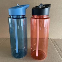 Bouteille d'eau sport en plastique personnalisée sans BPA de 700 ml avec paille pour les voyages en plein air