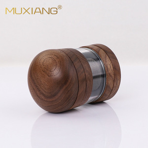 MUXIANG Wood Smoking Grinder Transparent Glass With Metal Screen Round Shape For Herbal Use - Product Image 3