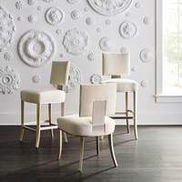 Chaises hautes pivotantes de style américain/français haut de gamme et fauteuil simple en bois, ensemble de tabourets de bar en bois massif sur mesure