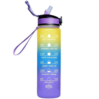 Bouteille d'eau de sport en plastique 1L Wasserflasche Botol Minum Waterfles Botellas MotivadorasMotivational Gourde Drink Water Bottle