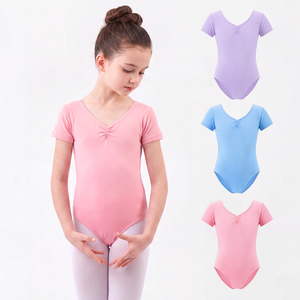 Body da Balletto per Bambine, Tutina da Danza in Cotone a Maniche Corte con Scollo a V, Leotard da Ginnastica per Allenamento - Product Image 1