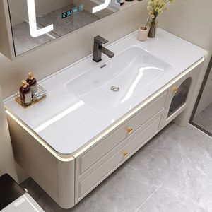 Mueble de Baño con Espejo y Lavabo, Nuevo Diseño que Ahorra Espacio, Mueble de Baño de Vidrio Impermeable - Product Image 5