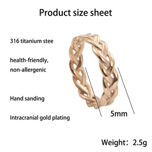 European American Style Titanium Steel Braided Chain <b>Ring</b> Retro Punk Men's Stainless Steel Hollow <b>Ring</b> 24071 - Product Image 4