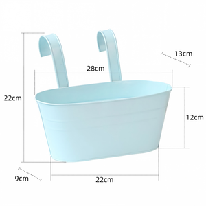 Vaso da Fiori Ovale <span class=keywords><strong>in</strong></span> <span class=keywords><strong>Ferro</strong></span> <span class=keywords><strong>Battuto</strong></span> con Doppio Gancio Rimovibile, Vaso Sospeso per Balcone, Vaso per Piante Verdi - Product Image 5