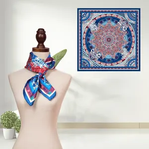 Pañuelo de seda de morera 100% para mujer, cuadrado, venta al por mayor, diseño personalizado, estampado