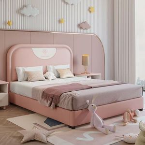 <span class=keywords><strong>Cama</strong></span> Infantil de Cuero Sintético de Primera Calidad con Cabecera Tapizada con Temática de Princesa y Príncipe, Tamaños Individual, Matrimonial y Queen - Product Image 3