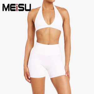 China Supplier Breathable <strong>Activewear</strong> for Women Custom Workout Shorts Halter Neck <strong>Yoga</strong> Bra Open Back Sports Bra for Gym Wear - Product Image 4