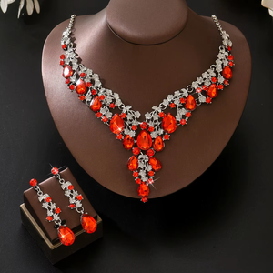 Bộ trang sức nữ thời trang thiết kế riêng, gồm vòng cổ và bông tai, bộ đôi cao cấp, dành cho đám cưới, bán buôn - Product Image 6