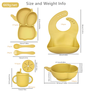 Juego de Vajilla de Silicona de Grado Alimenticio, Duradero y No Tóxico, Babero Impermeable, Plato con Ventosa, Cuchara y Tenedor Suaves para Niñas y Niños - Product Image 4