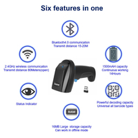 Escáner de Código de Barras Inalámbrico WIFI de 2.4GHz con Receptor USB, Lector de Códigos de Barras Portátil, 1D 2D, Codabar, QR, Maxicode, Fabricado en China