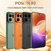 Téléphone portable 5G Power 80 Android 16, écran 7,3 pouces, batterie 8800 mAh, 16 Go + 1 To, appareil photo 108 MP, double SIM pour jeux, appels vidéo et navigation extérieure