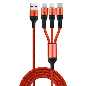 3 Di 1USB Tipe C Kabel Charger Cepat 6A Cepat Multi Antarmuka Pengisian Kabel untuk Iphone Samsung QC3.0 Aksesoris