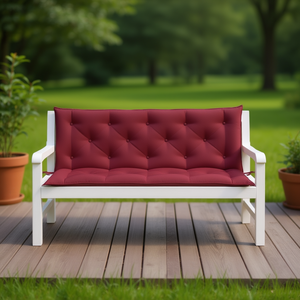 Juego de Cojines para Banco de Jardín, Color Rojo Vino, Rectangulares, Acolchados, Resistentes al Agua, Extraíbles, Lavables, para Todas las Estaciones, 100% Poliéster - Product Image 2
