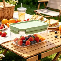 Boîte de conservation alimentaire en plastique avec couvercle à fermeture à 4 côtés, pot de rangement pour réfrigérateur, idéal pour les céréales, les fruits, l'organisation de la cuisine et du garde-manger