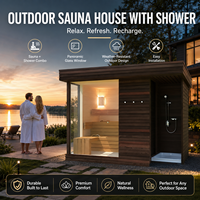 Sauna traditionnel carré en bois pour l'extérieur, combinaison sauna vapeur et douche vapeur