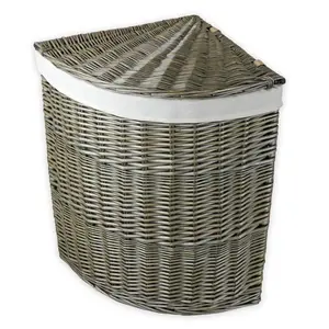 Factory Direct Willow Woven Wicker Corner Storage Laundry Basket with Liner