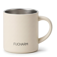 Mug à café isotherme en acier inoxydable moderne Fucharm 12oz 18/8 avec poignée