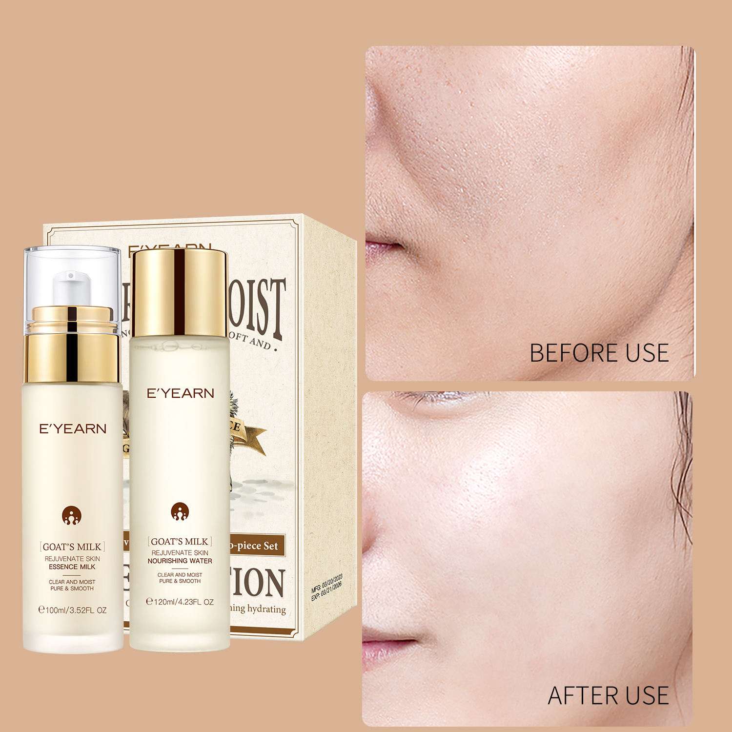 Set per la cura della pelle di latte di capra-2 pezzi