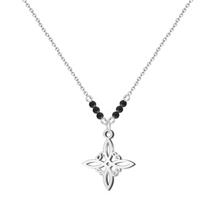 Ciondolo a nodo della strega in acciaio placcato argento con rodiatura di perle d'acqua dolce alla moda catena in oro rosa per fidanzamento - Product Image 1