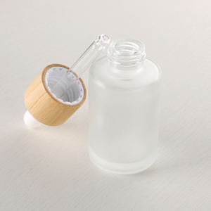 Luxury Frosted Glass <b>Bottle</b> Customized Essential Oil <b>Bottle</b> For Cosmetics Container <b>Empty</b> With Rubber Dropper Bamboo Cap - Product Image 3