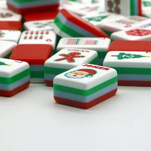 Set di Tessere Mahjong Personalizzate a Tema Natale, Ringraziamento, Halloween, Lussuoso Set Rosso Americano a Quattro Strati in Acrilico con 160 Tessere <span class=keywords><strong>per</strong></span> <span class=keywords><strong>Feste</strong></span> - Product Image 2