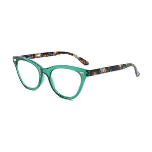Venta al por mayor Retro ojo de gato gafas de presbicia Placa de carey verde Anti-Luz Azul gafas de lectura con marco de PC verde - Product Image 5