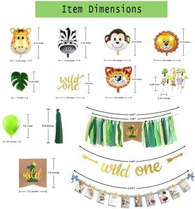 Jungle 1st Bday Party Balloon Set Fournitures Wild One Birthday Décoration <span class=keywords><strong>Safari</strong></span> Baby First Bday Decor - Product Image 3