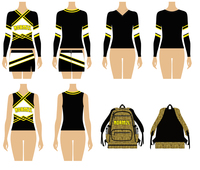 Seragam Cheerleading Kustom Harga Pabrik untuk Remaja, Set Pemanasan, Seragam Kompetisi Cheerleading dengan Hiasan Berlian Imitasi, Pakaian Latihan Cheer untuk Anak Perempuan