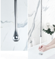 Robinet de lavabo mural moderne en laiton à trou unique avec cartouche céramique et fonction de dosage, mitigeur de salle de bain