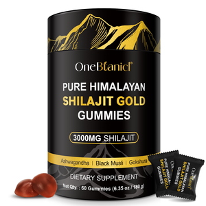 Complément alimentaire OeBotanical Pure Himalayan Shilajit Gold Gummies, gommes à mâcher au shilajit d'or de l'Himalaya, 3000 mg avec ashwagandha - Product Image 1