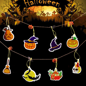DIY diamante <span class=keywords><strong>pintura</strong></span> 10 piezas <span class=keywords><strong>Halloween</strong></span> colgante completo taladro especial en forma de diamante calabaza <span class=keywords><strong>araña</strong></span> fantasma ornamento Kits - Product Image 2