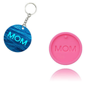 Moule en Silicone en forme de lettres de <span class=keywords><strong>maman</strong></span>, porte-clés rond, cadeau d'anniversaire, moules en époxy Miniature, 1 pièce - Product Image 5