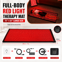 Tapis de luminothérapie rouge corps entier 660nm 850nm infrarouge proche, coussin LED 125W haute puissance 180*80cm grande taille pour soulagement de la douleur