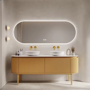 Meja Oval Modern gratis desain klasik dinding meja rias kamar mandi hijau dengan wastafel dan cermin kamar mandi untuk kamar mandi Villa - Product Image 5