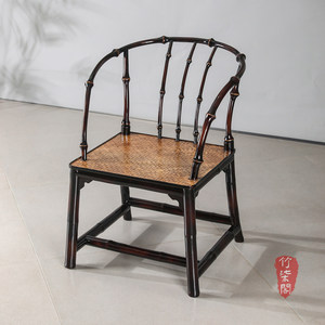 Bamboo <b>Armchair</b> Lacquered Woven Seat Handmade Chinese Style Living Room Chair - Product Image 1