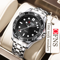 Nouvelle montre à quartz simple de luxe pour homme OFNS, bracelet en acier inoxydable, boîtier en alliage, luminescent, étanche 30m, verre saphir, 46mm