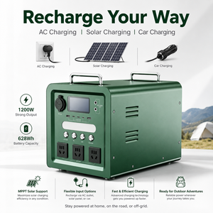 Centrale Électrique Portable 1200W 628Wh LiFePO4, Générateur Solaire, Batterie de Secours d'Urgence Domestique, Onde Sinusoïdale Pure, Universel, Chine - Product Image 4