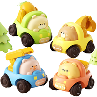 Voiture jouet à friction en forme d'animal de dessin animé, mini modèle 1:87, en plastique ABS, véhicule éducatif portable pour enfants