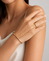 Dreamshow - Brazalete de Cadena para Dedos de Acero Inoxidable Chapado en Oro, Brazaletes Cerrados, Joyería para Mujer