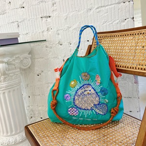 Bolsa de Compras Grande de Lona de Nailon con Bordado de Dibujos Animados Estilo Japonés - Product Image 4